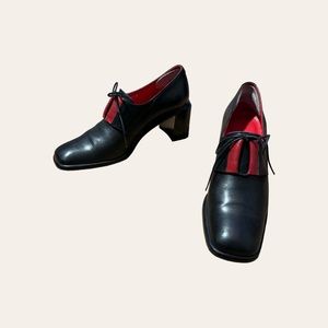 Vintage Bally Block Heel Red Bottom Shoes Heels 6 36.5